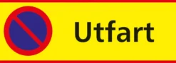 Informationsskylt Parkering Förbjuden Utfart, aluminium, 590x210mm