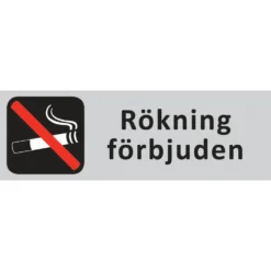 Informationsskylt Rökning Förbjuden, aluminium, 220x80mm