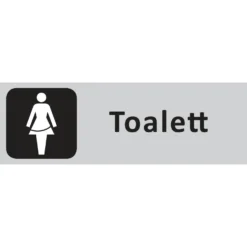 Informationsskylt Toalett Dam, aluminium, 225x80mm, självhäftande