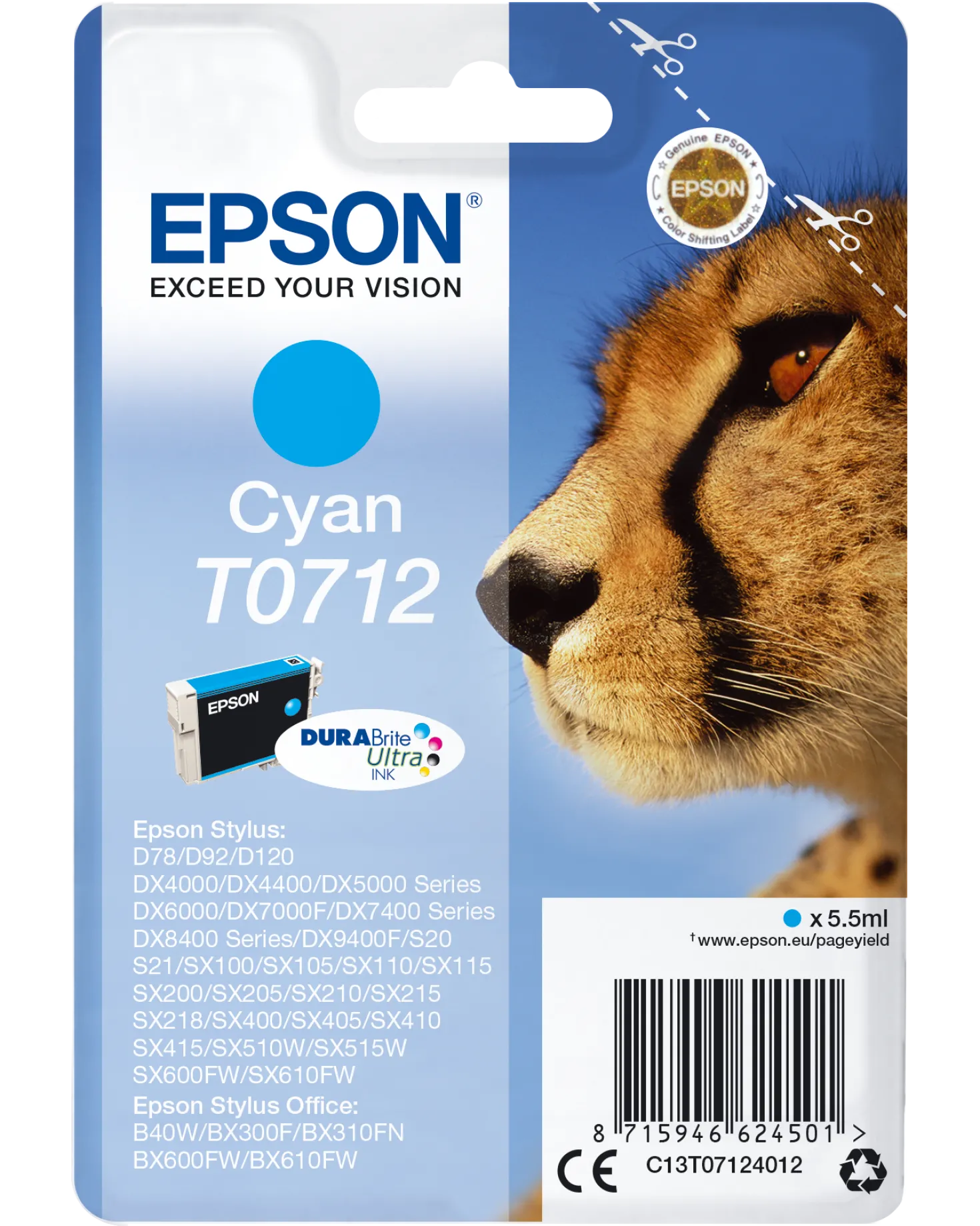 Ink-Jet Epson T0712 Cyan 5,5 Ml