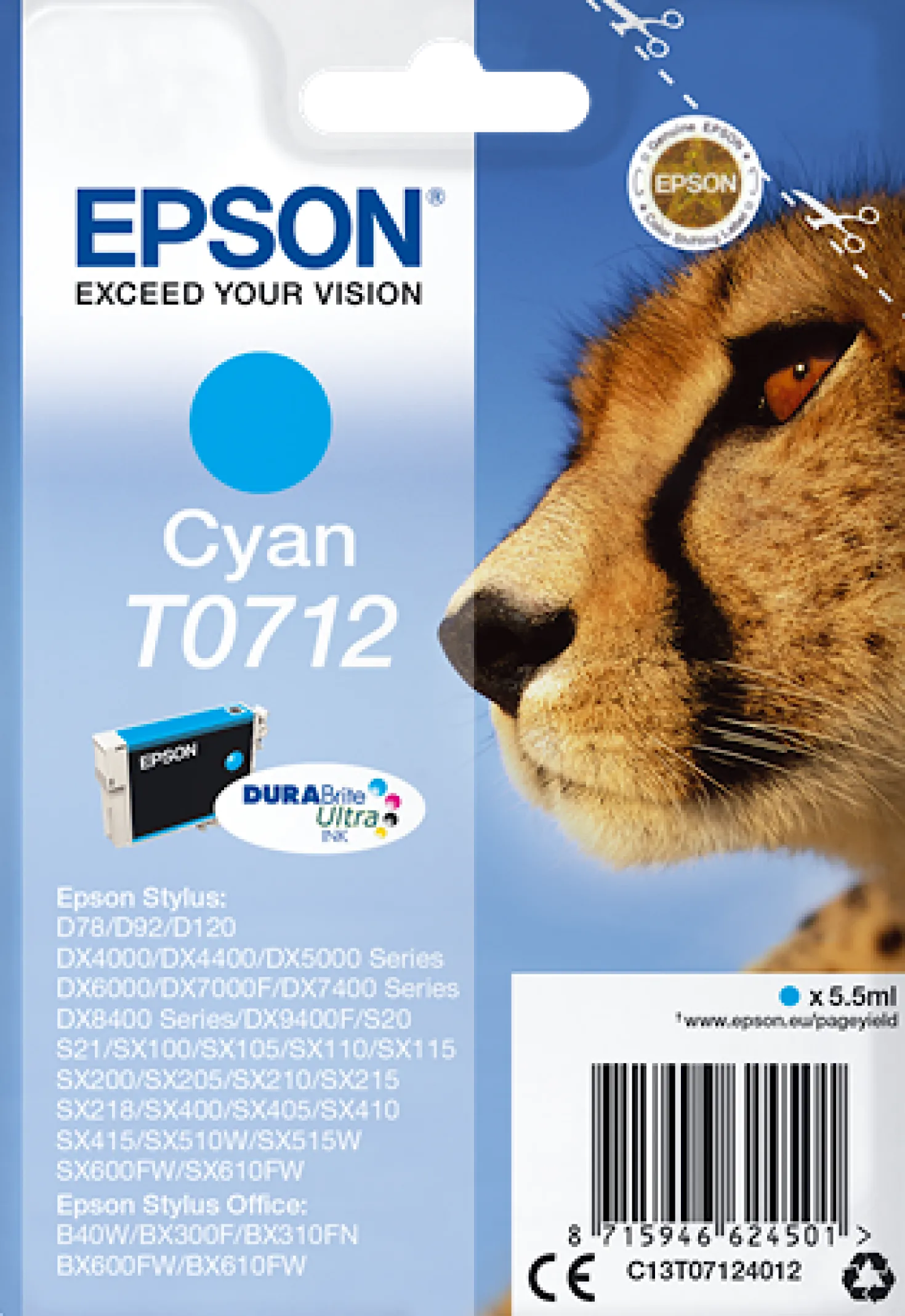 Ink-Jet Epson T0712 Cyan 5,5 Ml