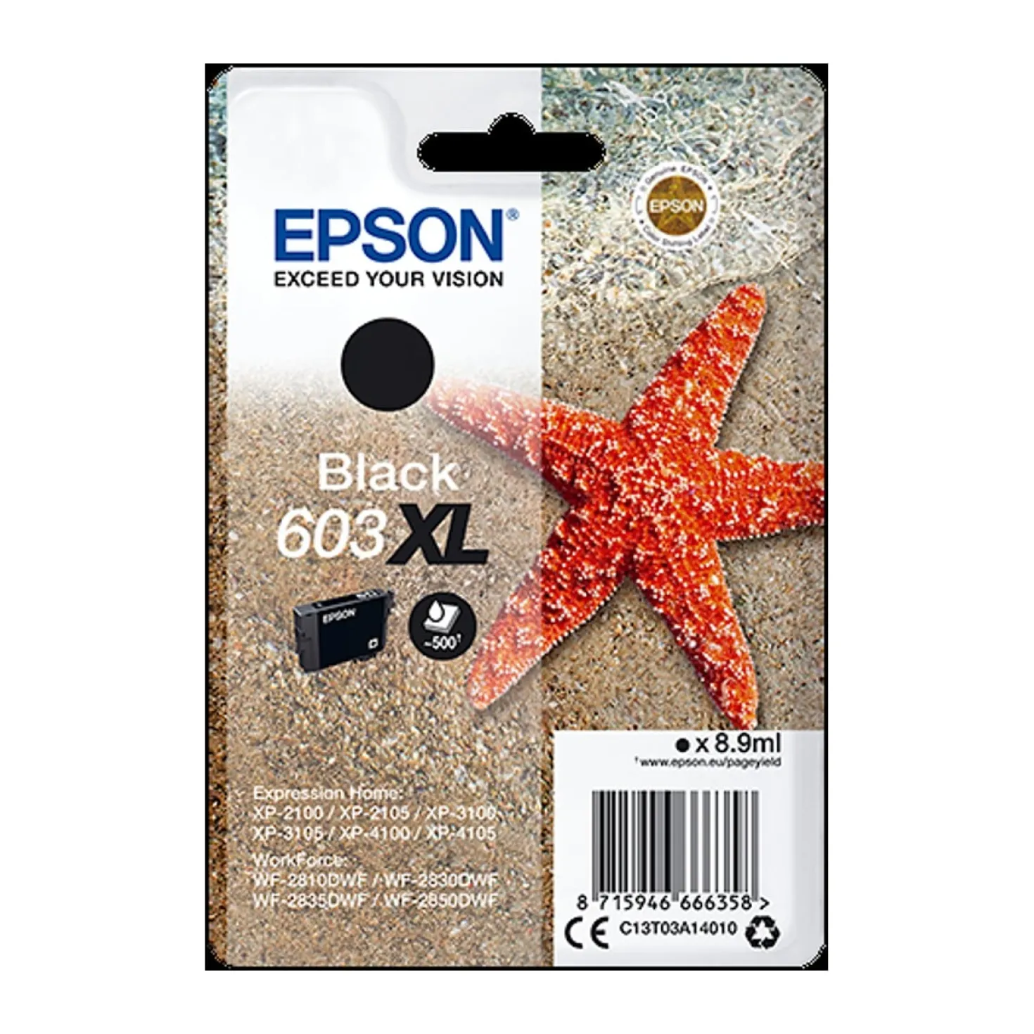 Ink-Jet Epson T03U 603XL svart w/alarm