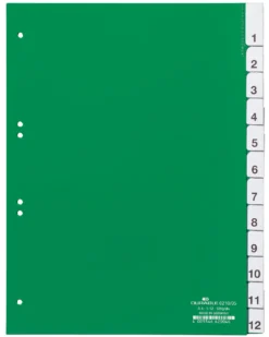 Insticksregister Durable A4 1-12, plast, grön