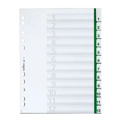 Insticksregister Durable A4 1-12, plast, grön