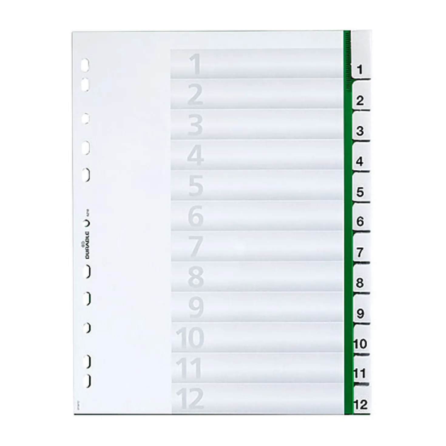 Insticksregister Durable A4 1-12, plast, grön