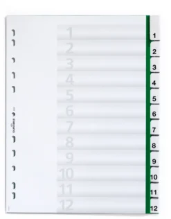 Insticksregister Durable A4 1-12, plast, grön