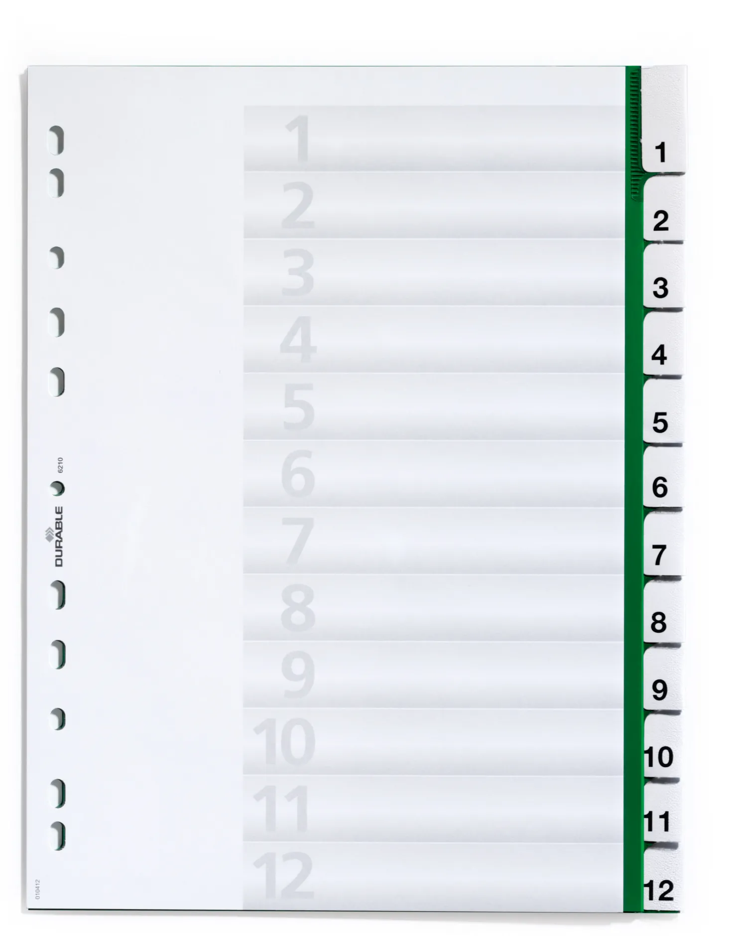 Insticksregister Durable A4 1-12, plast, grön
