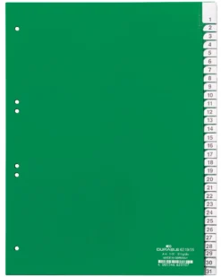 Insticksregister Durable A4 1-31, svetsade flikar, grön
