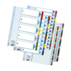 Kartongregister Esselte Mylar A4 1-10, blandade färger, 10 blad