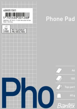 Klammerblock Nordic Office Bantex A6 rutat, 100 blad, 5-pack