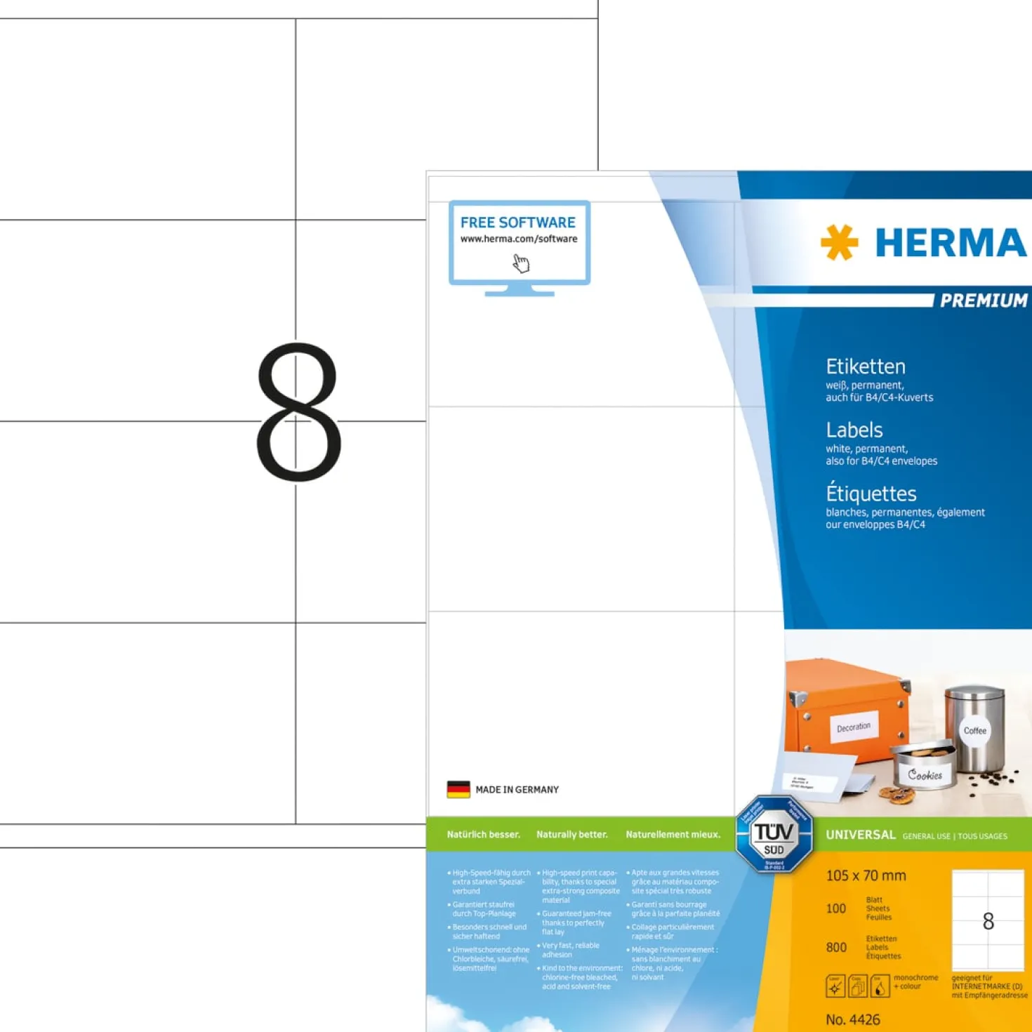 Klisteretiketter Herma Premium, 105 x 70 mm, 800 st