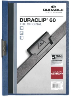 Klämmapp Durable Duraclip A4, 60 ark, blå