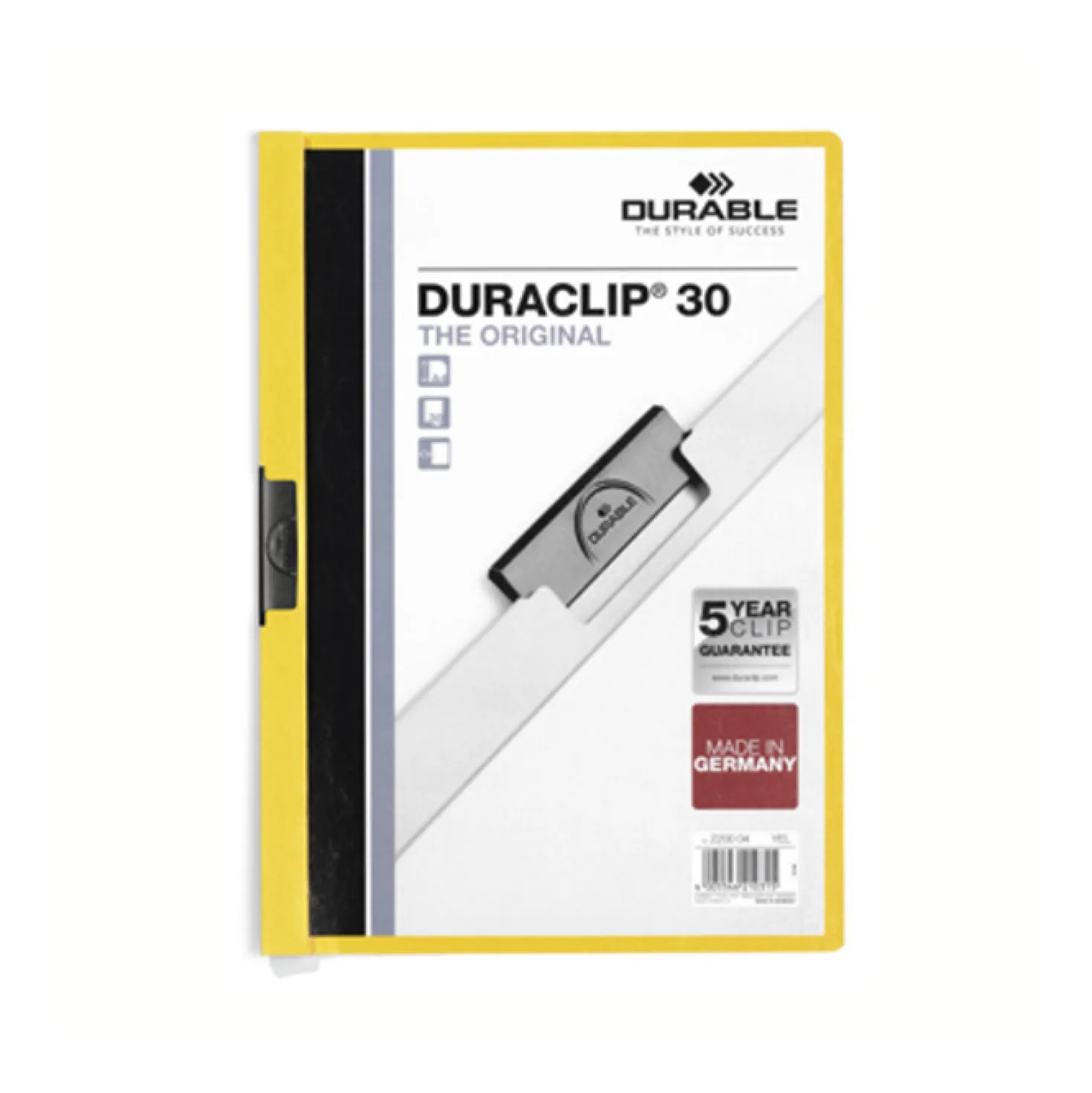 Klämmapp Durable Duraclip A4, gul, 30 ark