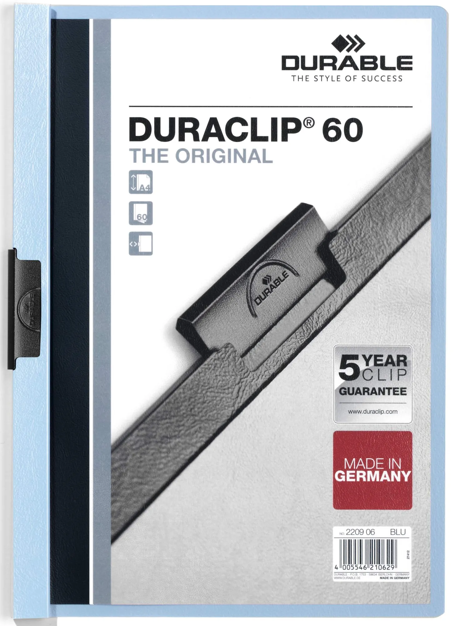 Klämmapp Durable DURACLIP 60, transparent, A4