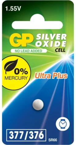 Knappcellsbatteri GP Ultra Plus SR66/377/376, silveroxid, 1,55 V