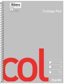 Kollegieblock Bantex Col A4, olinjerat, ohålat, 70 blad, 10-pack