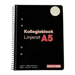 Kollegieblock Kontorab A5 60g linjerat hålat