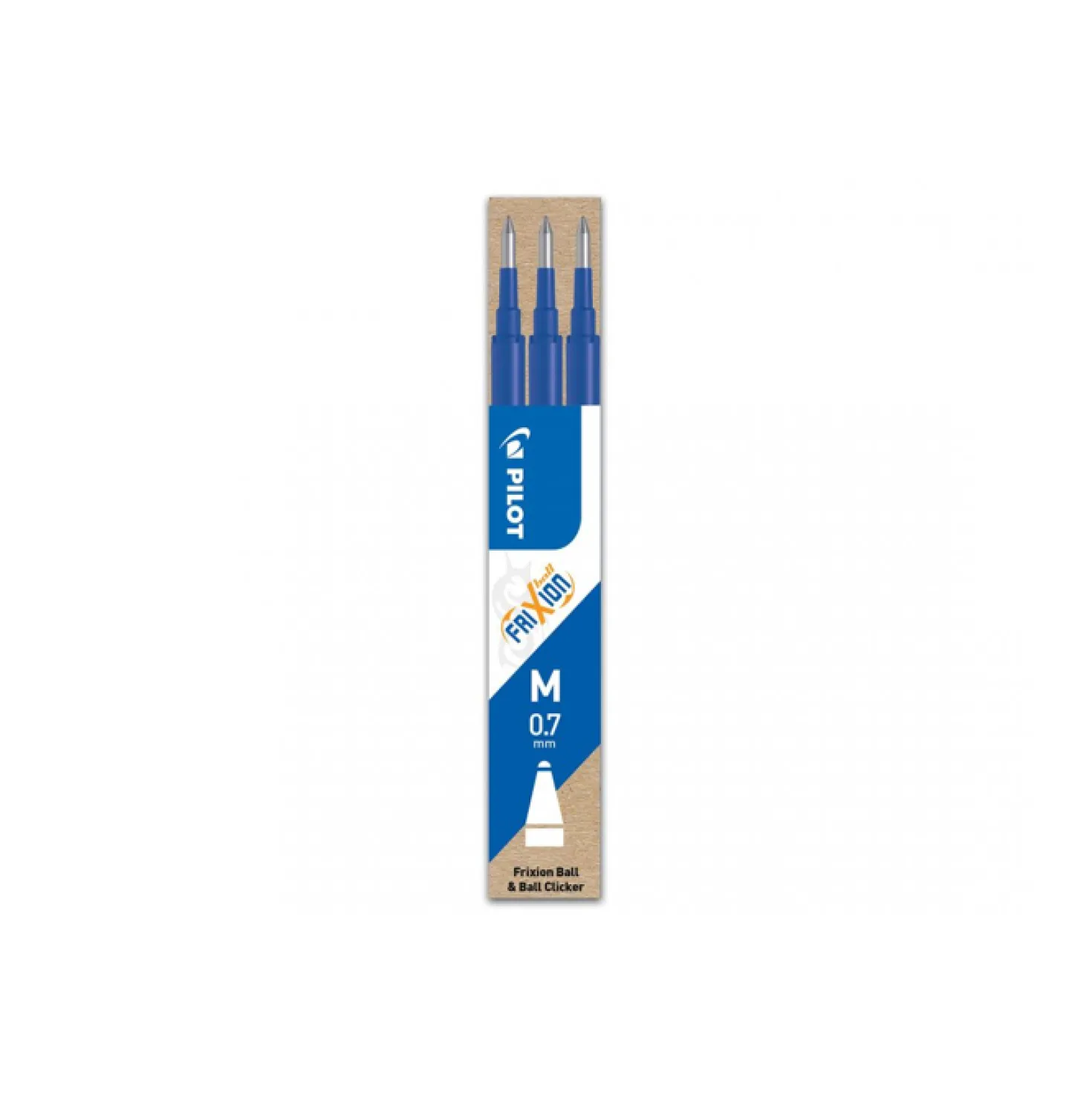 Kulpatron Pilot Frixion Clicker raderbar, 0,7 mm, blå, 3 st