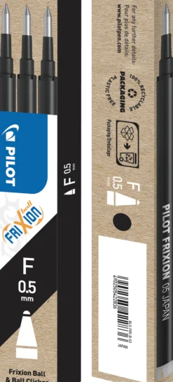 Kulpatron Pilot Frixion Clicker/LX, svart, 0,5 mm, 3 st