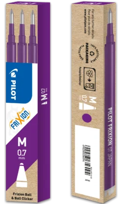 Kulpatron Pilot Frixion Clicker raderbar, 0,7 mm, lila, 3 st