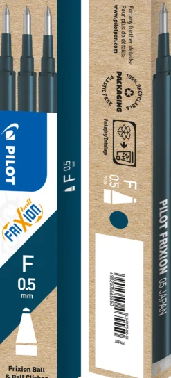 Kulpatron Pilot Frixion Point Clicker, mörkblå, 0,5 mm, 3 st
