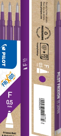 Kulpatron Pilot Frixion Point Clicker, lila, 0,5 mm, 3 st