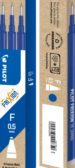 Kulpatron Pilot Frixion Point Clicker, blå, 0.5 mm, 3 st