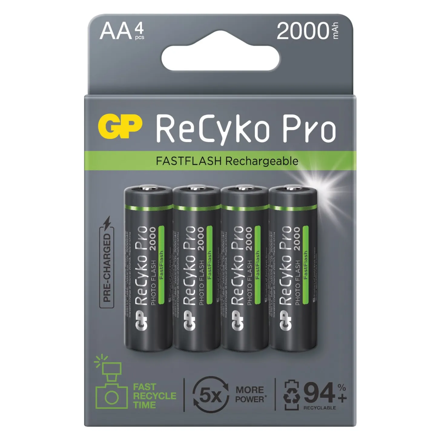 Laddbart batteri GP ReCyko+ Pro AA 2000 mAh