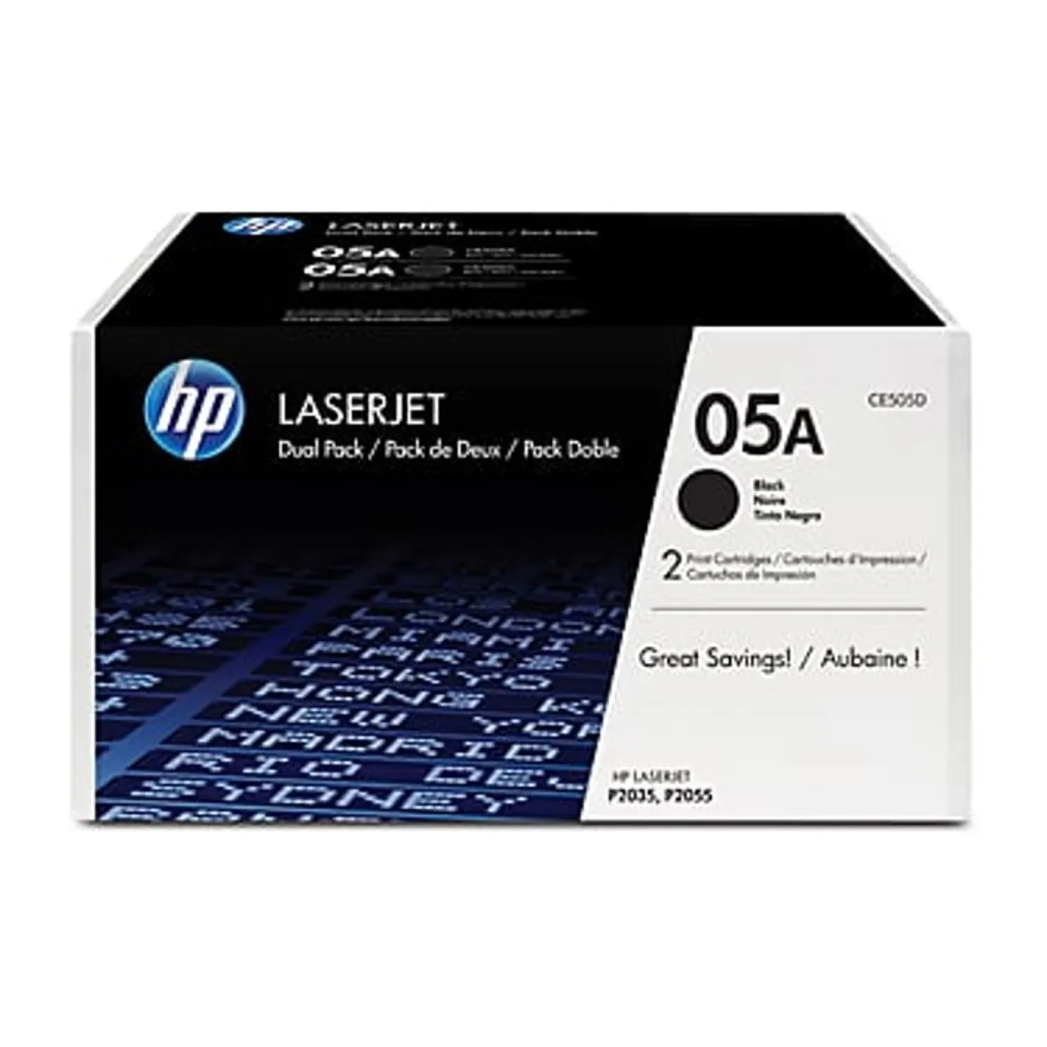 Lasertoner HP CE505D 05A Svart 2-pack