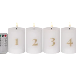 LED Blockljus Star Trading Flamme Advent, vit, 4-pack, 7,5x12,5 cm