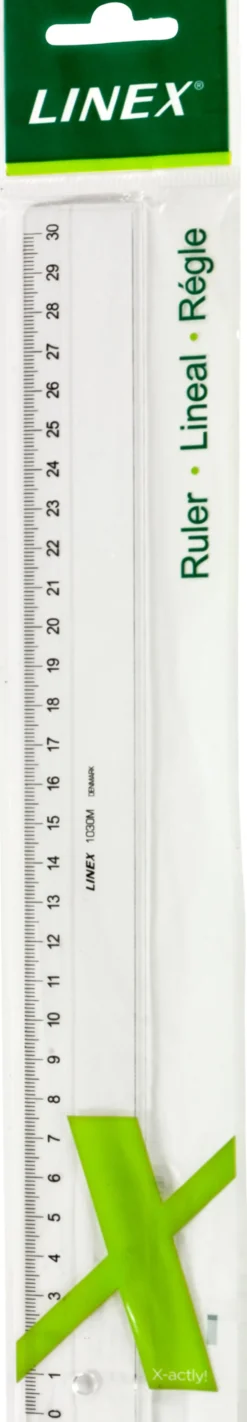 Linjal Linex 1030M, 30 cm, transparent, fasad kant