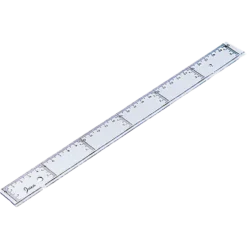 Linjal Tvärgradig 30 cm, glasklart polystyrenplast, fasad kant