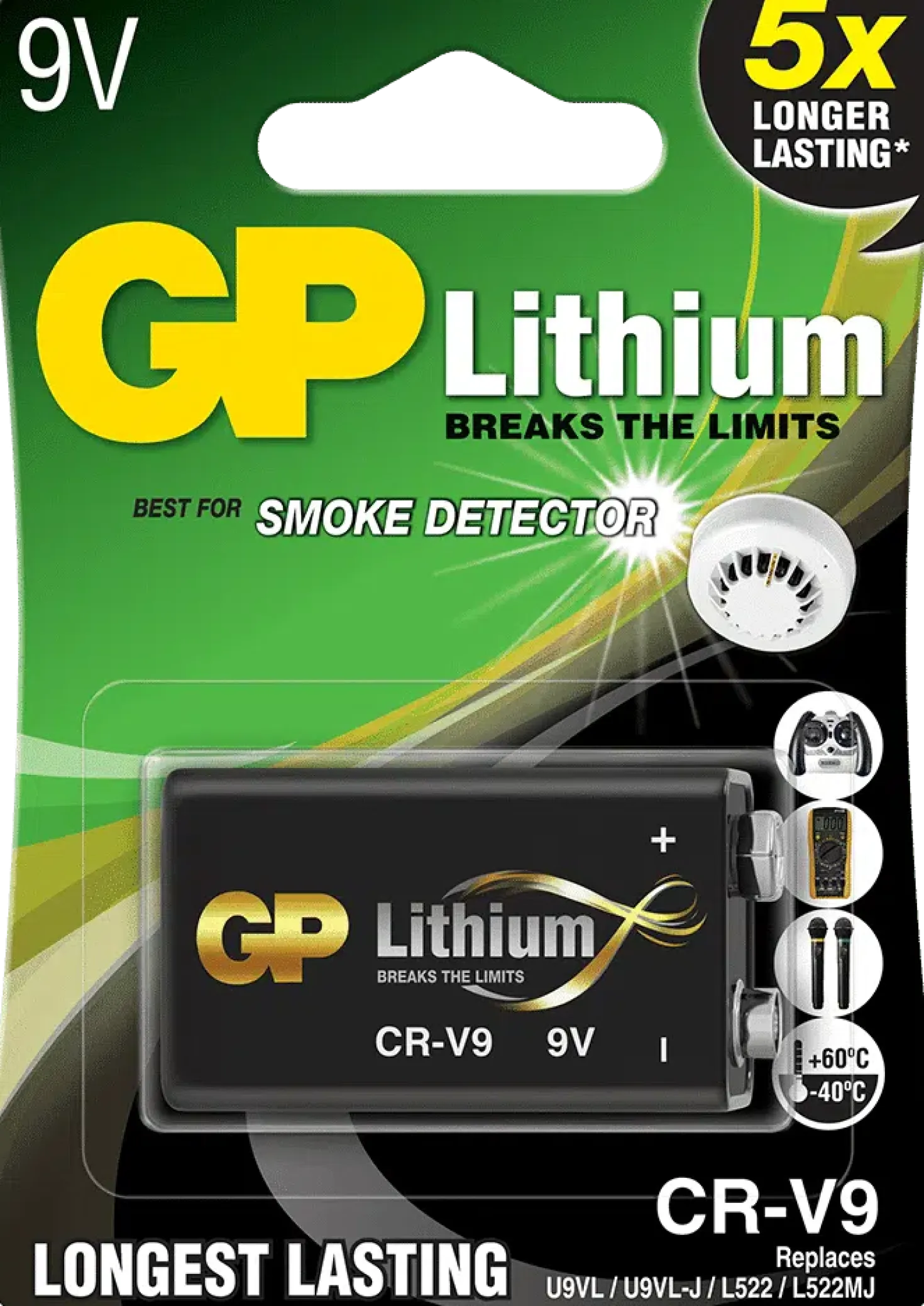 Litiumbatteri GP CRV9SD-2U1, 9V
