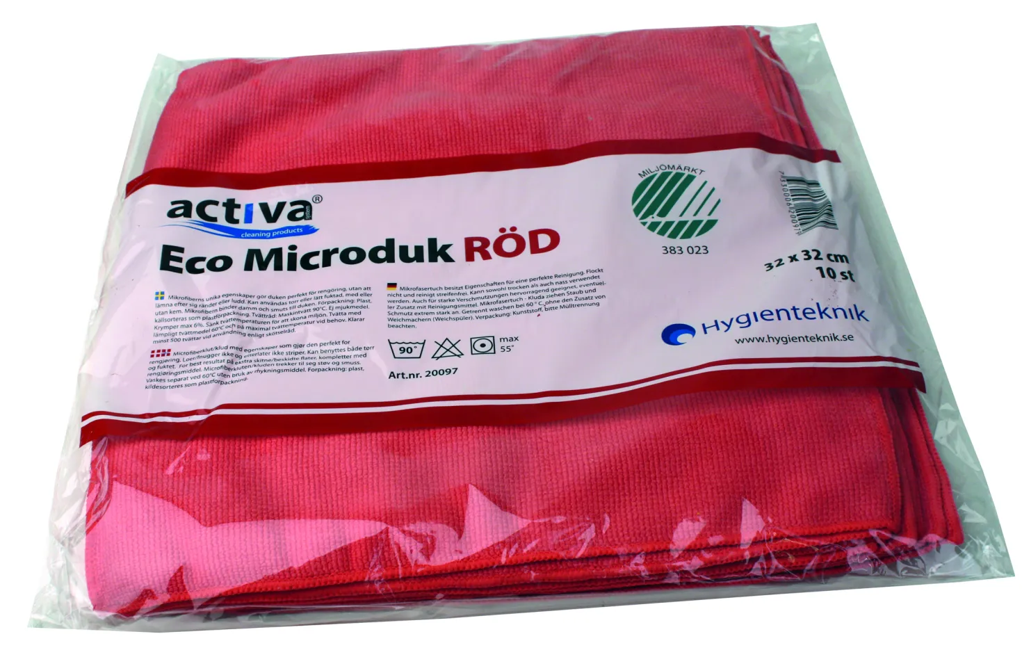 Mikrofiberduk Activa Eco, röd, Svanenmärkt