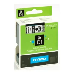Märkband Dymo D1, svart på transparent, 24 mm