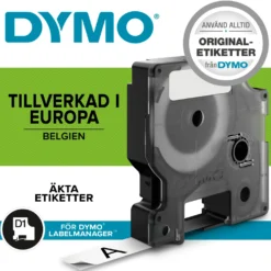 Märkband Dymo D1 Svart/Röd, 19 mm, 7 m