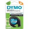Märkband Dymo LetraTag Plast Transparent, 12mm x 4m, svart text