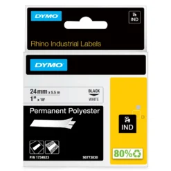 Märkband Dymo Rhino Ind Polyester, 24 mm, svart på vit