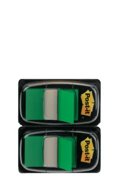 Märkflik Post-it Index 680 Grön, 100 flikar, 2-pack