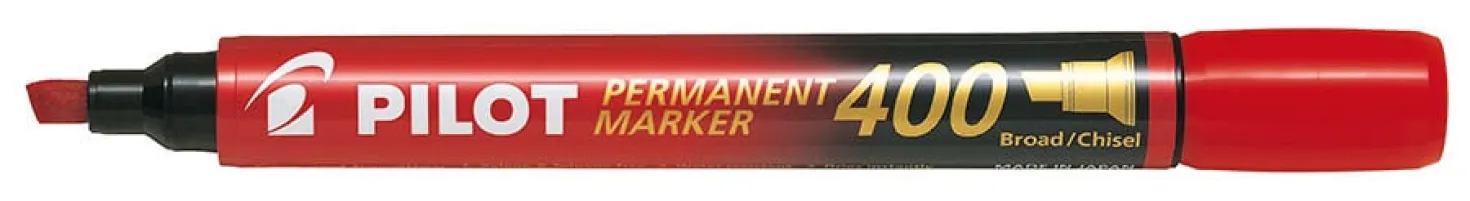 Märkpenna Pilot 400 Permanent, röd, snedskuren spets 2-5 mm