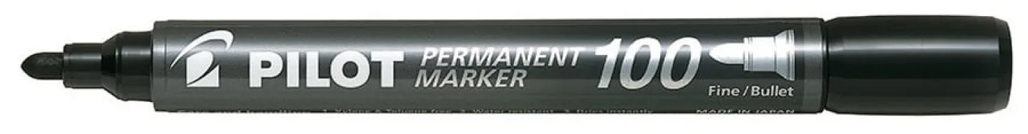 Märkpenna Pilot 100 Permanent, svart, 1 mm spets