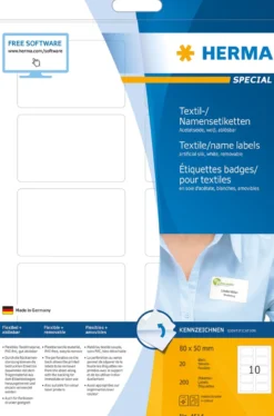 Namnetikett Herma Acetatsilke, vit, 80 x 50 mm, 200 st