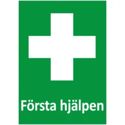 Nödskylt Första hjälpen, grön, skruv eller tejpmontering
