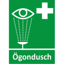 Nödskylt Ögondusch, grön, aluminium eller plast