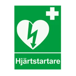 Nödskylt Hjärtstartare Plast, grön, 170x230 mm