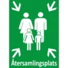 Nödskylt Återsamlingsplats, grön, aluminium eller plast