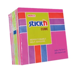 Notes-kub Stick'n Häftis 76x76mm, rosa och röd, 400 blad