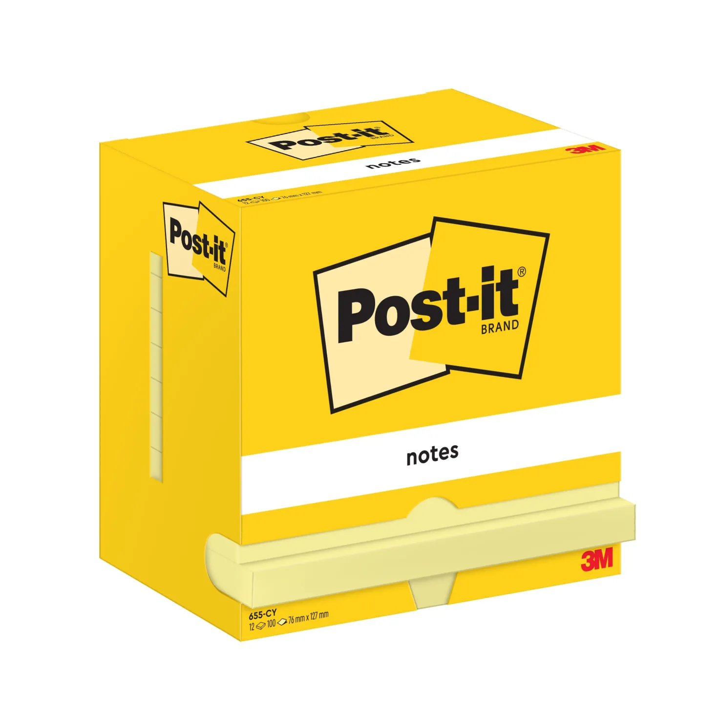 Notislappar Post-it 655CY Gul, 76x127 mm, 12 block