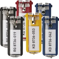 Nyckelbricka Durable Key Clip, blandade färger, 6 st