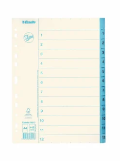 Pappersregister Jopa Original A4 1-12, blå flikar, FSC